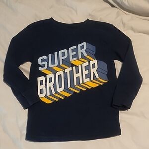 Super Brother Kids Long Sleeve Tee - Navy with Yellow Accents